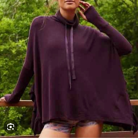 Free People Movement Come Closer oversized top maroon burgundy‎ Large - Picture 3 of 5